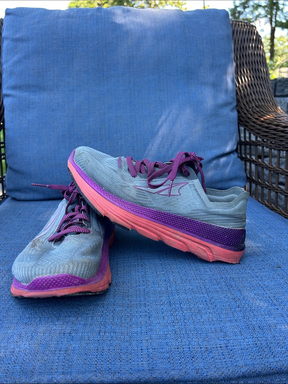 Altra Women's Light Blue Running Shoes with Purple and Pink Accents